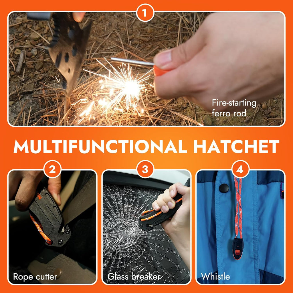 SnapHew by Perwin: Multi-Tool Survival Hatchet with Sheath for Camping & Wood Splitting